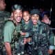 Will Smith with his son and wife Jada at 1996's Independence Day premiere.
