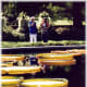 My mother and friendly host Mary are next to those large water lilies in the Missouri Botanical Garden.