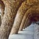 Retaining walls and sturdy supports for the roadway above in Güell Park