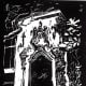 My linocut of Old Katy Railroad Window now located at Los Patios
