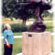 My mother viewing one of the sculptures in Benson Park