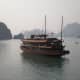 Wooden Old Style Boat at Halong Bay, Vietnam.