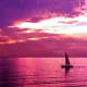 Sailing Into the Setting Sun at Oval Beach, Lake Michigan