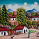 An Original Oil Painting of Rural Scene in Primitive Style, Tegucigalpa