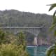 A view from the south end of of Deception Pass Bridge on Hwy. 20 over the narrow strait between Fidalgo Island and Whidbey Island.