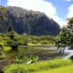 Ho'omaluhia Botanical Garden's reservoir lake.
