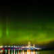 Northern lights above the Mackinac Bridge at night - Mackinaw City, Michigan