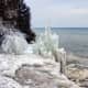 Winter ice structures near Lake Michigan in Whitefish Dunes State Park, Wisconsin - Door County