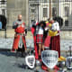 Dressing up outside Prague Castle.