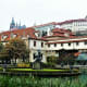 Prague Castle from the pond in Wallenstein Palace gardens.