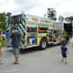 People enjoyed interaction with some of the firemen in Meyer Park.