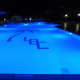 The pool at night.