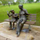 Another view of Grandma and Grandaughter on Bench