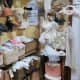 Room with vintage wedding apparel