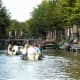 Busy waterways in Amsterdam.