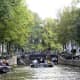 Busy canals in Amsterdam.