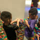 There's a huge Lego pit for kids to play while parents check in.