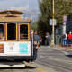 San Francisco Cable Car with Alcatraz in Background