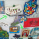 The greenish arrow points to my Olvera fridge magnet - now happily ensconced on my fridge. When traveling, it's best not to buy only very small keepsakes. Beneath the Olvera magnet is my Selville one.