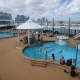 The pool deck.
