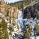 Tumalo Falls in winter from the viewpoint by the parking area.