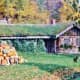 Sod covered cottage at Little Norway in Fall