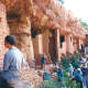 People exploring the Manitou Cliff Dwellings in Colorado