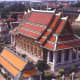 Wat Arun, Temple of the Dawn, in Bangkok as seen from the tall Khmer-style "prang'"shown in the named photo above