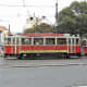 A tram in Charles Square, Prague.