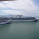 While in port it's common to see other cruise ships.