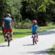 Bicyclists on the paved trail