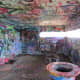 Inside the pillbox is full of graffiti