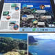 Top: &quot;Respecting Coral Reefs&quot; sign at Kapoho Tide Pools. Bottom left: Hawaii's underwater landscape. Bottom right: Above water landscape (Oahu's coastline).