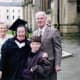 My wife attending Bristol Cathedral for her Graduation Ceremony from University for passing her degree as a mature student; standing outside the Cathedral with her parents and son.