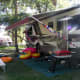 Portable gas grill hooked to a motorhome propane tank