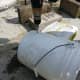 DIY cement-filled bucket anchor