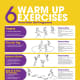 Colorful poster in yellow and purpose showcasing different stretches for warm up