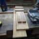 The six pieces of recycled wood cut to length and ready for assembly