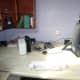 The wires above the desk, before completing the cable management