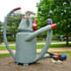 Side view of “Sock Monkey” sculpture by Joe Barrington in True South sculpture exhibit Houston