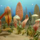 Diorama of life in the Ediacaran sea and the Smithsonian's Museum of Natural History.