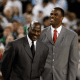 David Robinson and Michael Jordan having a great time back in the court.