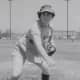 A pitcher from the AAGPBL.