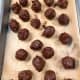 Divide them into equal-sized balls.  Transfer the chocolate balls to the tray and let them sit in the fridge before assembling.