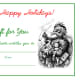 Free blank printable vintage Santa Claus Christmas holiday gift certificate.