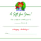 Free blank colorful Christmas ornament holiday gift certificate.