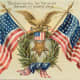 Free vintage post cards for Veterans Day: Two American flags and an American eagle
