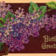 vintage birthday card: lilacs "Birthday Greetings"