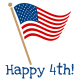 July Fourth clip art: waving American flag "Happy 4th!"