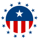 July 4th clipart: stars and stripes in circle
